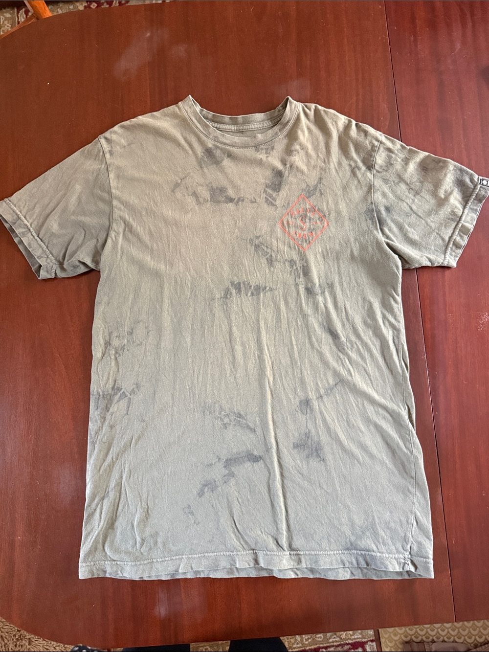 Salty Crew Olive Tie-Dye Short Sleeve Tee with Orange Chest Logo